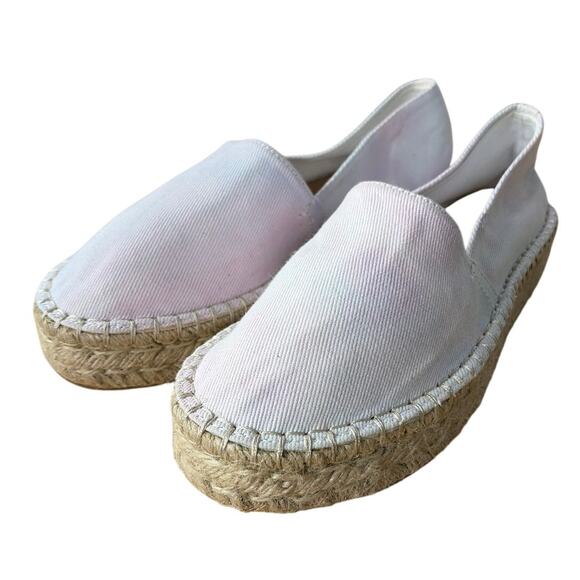 Soludos White Canvas Espadrille Flats Coastal Chic Summer Size 8.5 NWOT - Picture 2 of 5